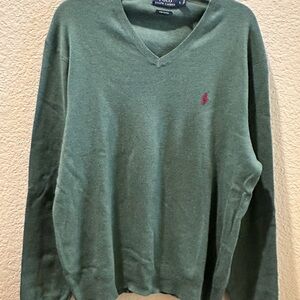 Ralph Lauren Polo Heather Green V-Neck Sweater